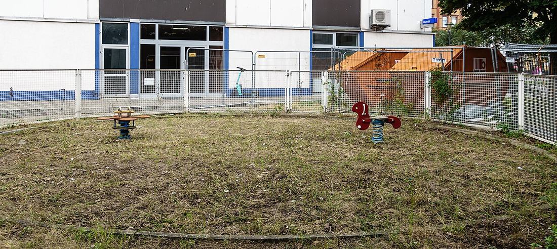 A sandbox in a playground