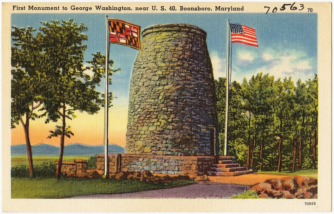 The first monument to George Washington, in Maryland