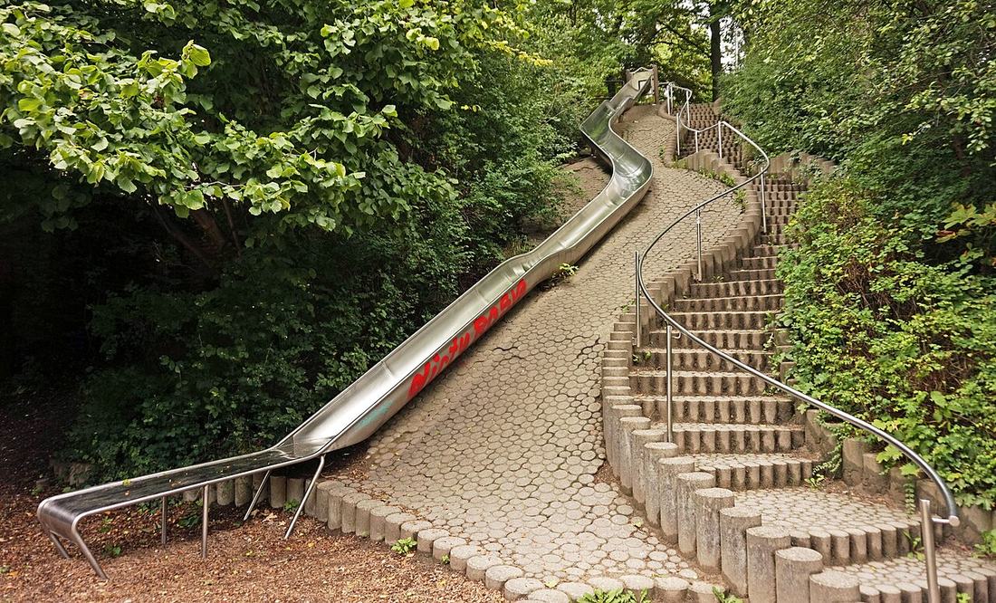 An empty playground slide