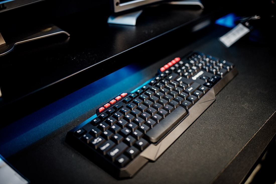 A computer on a desk